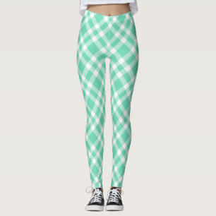Aquamarin weißes Karomuster Leggings