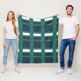 Aquamarin White Blue Karo Kariert Bauernhof Fleecedecke