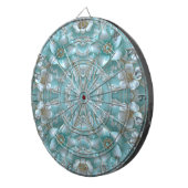 Aquamarin White Floral Dartboard Dartscheibe (Vorderseite rechts)