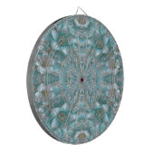 Aquamarin White Floral Dartboard Dartscheibe (Vorderseite Links)