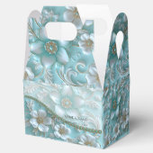 Aquamarin White Floral Fee Box Geschenkschachtel (Geöffnet)