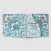 Aquamarin White Floral Guest Book Gästebuch (Voll)