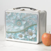 Aquamarin-White Floral Lunchbox (Beispiel)
