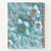 Aquamarin White Floral Notebook Notizblock (Rückseite)
