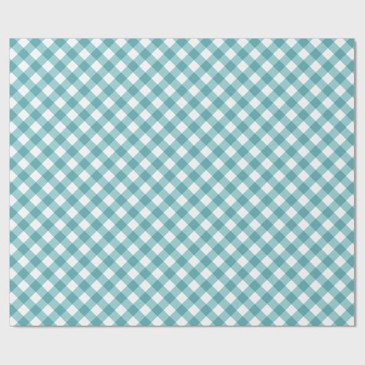 Aquamarin White Gingham Kariert Pattern Geschenkpapier (Flach)