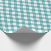 Aquamarin White Gingham Kariert Pattern Geschenkpapier (Ecke)