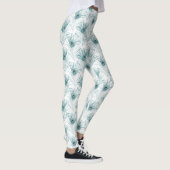 Aquamarin White Glitzy Glam Peacock Feathers Leggings (Rechts)