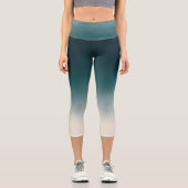 Aquamarin & White Ombre Elegante Gradient Capri Leggings (Vorderseite)