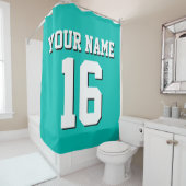 Aquamarin White Sports Jersey Team Jersey Duschvorhang (Beispiel)