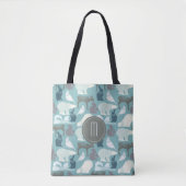 Aquamarin Wildlife Winter Muster Monogram Tasche (Vorderseite)