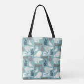 Aquamarin Wildlife Winter Muster Monogram Tasche (Rückseite)