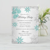 Aquamarin Winter Wonderland Weihnachtsfeier 4 Einladung (Stehend Vorderseite)