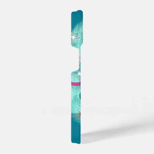 Aquamarin Wreath Retro Weihnachten iPhone Hülle (Rechte Seite)