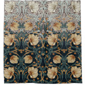 Aquamarin Yellow Pimpernel William Morris Floral Duschvorhang (Vorderseite)