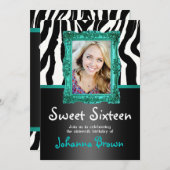 Aquamarin Zebra - Foto - Sweet 16 Einladung (Vorne/Hinten)