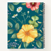 Aquamarin Zeichnend Wildblumen / Natur Notizblock (Rückseite)