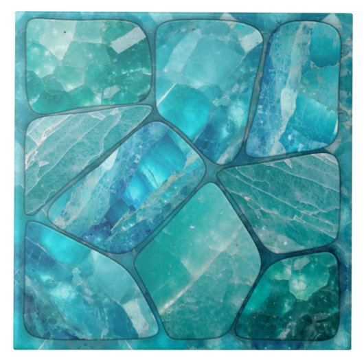 Aquamarin - Zellcollage Fliese (Vorderseite)