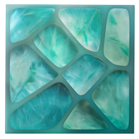 Aquamarin - Zellcollage Fliese (Vorderseite)