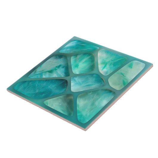 Aquamarin - Zellcollage Fliese (Seite)