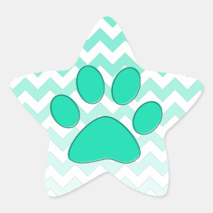 Aquamarin Zickzack Paw Zig Zag Monogramm Stern-Aufkleber