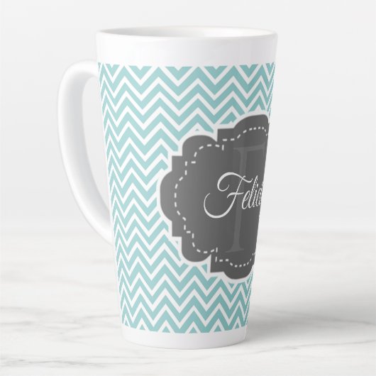 Aquamarin Zickzack Personalisierte Tasse (Linke Ecke)