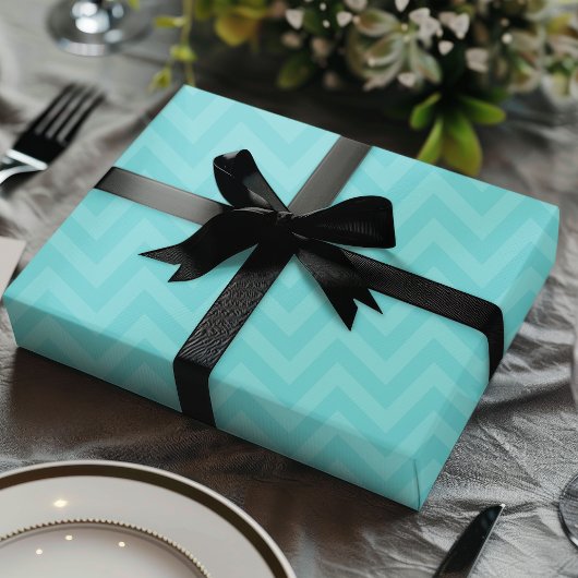 Aquamarin Zigzag Moderner Chic Geschenkpapier