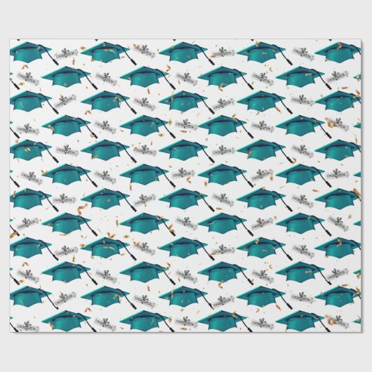 Aquamarine Abschlüsse mit Diplomen Geschenkpapier (Flach)