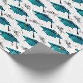 Aquamarine Abschlüsse mit Diplomen Geschenkpapier (Ecke)