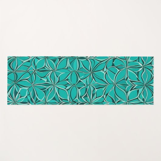 Aquamarine Abstrakte Blätter Yogamatte (Vorderseite (Horizontal))