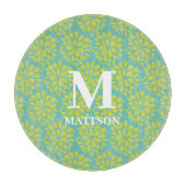 Aquamarine Abstrakte Blumenmonografie Schneidebrett (Vorderseite)