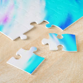 Aquamarine Abstrakte Farbmuster in Weißrosa Puzzle (Seite)