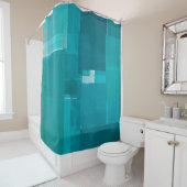 Aquamarine abstrakte Kunst "Windows" Duschvorhang (Beispiel)