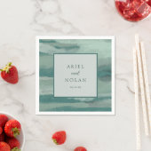 Aquamarine abstrakte Küste Chic Moderne Hochzeit Serviette (Beispiel)