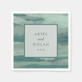 Aquamarine abstrakte Küste Chic Moderne Hochzeit Serviette (Vorderseite)