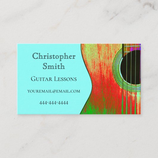 Aquamarine Abstrakte rote und grüne Gitarrenunterr Visitenkarte (Vorderseite)