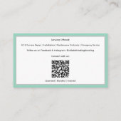 Aquamarine AC Unit Heizungs-Kühlerhauptkarte Visitenkarte (Rückseite)