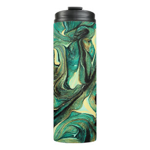 Aquamarine Acrylfarben: abstrakter Hintergrund. Thermosbecher