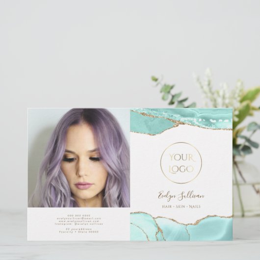 Aquamarine-Agate-Broschüre (Stehend Vorderseite)