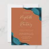 Aquamarine Agate Corners Rust QR Code Hochzeit (Vorderseite)