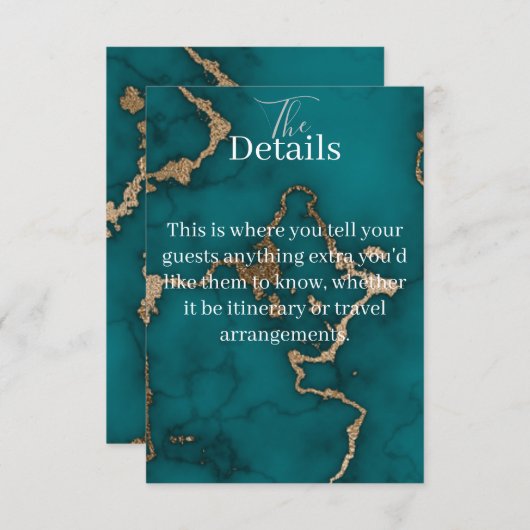 Aquamarine Agate Gold Kintsugi Menu Einschließkart Begleitkarte (Vorne/Hinten)