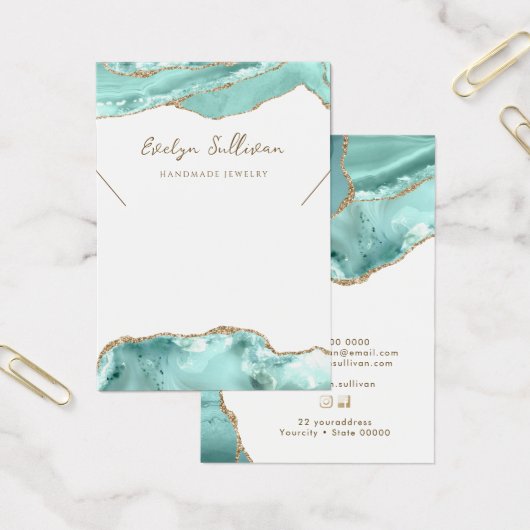 Aquamarine agate Halskette Display Karte (Büro)