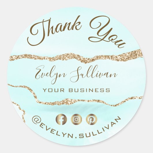 Aquamarine Agate Vielen Dank für Ihren Aufkleber (Vorderseite)