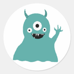 Aquamarine alberne Monster-Aufkleber Runder Aufkleber