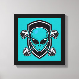 Aquamarine Alien Gym Stretched Canvas Print Leinwanddruck