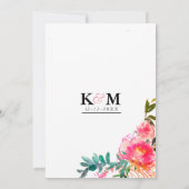 Aquamarine Ampere und Hochzeit mit Blumen Einladung (Rückseite)