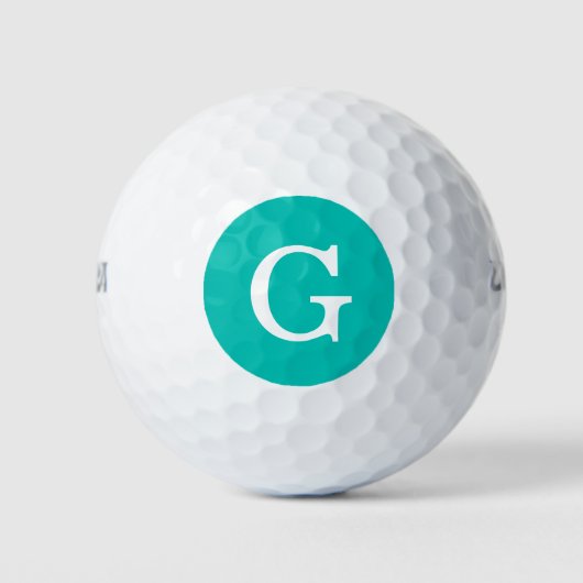 Aquamarine Anfangsmonogramm Golfball (Vorderseite)