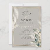 Aquamarine Anthurium Feathery Pampas Gras Verlobun Einladung (Vorderseite)