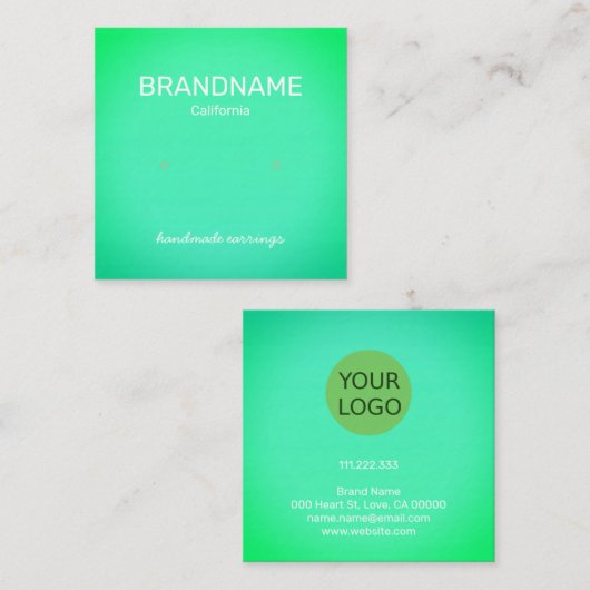 Aquamarine Anzeige der grünen Regenbogenfarben Quadratische Visitenkarte (Vorne/Hinten)