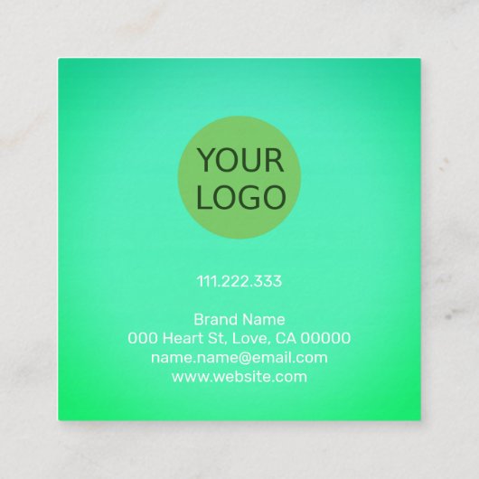 Aquamarine Anzeige der grünen Regenbogenfarben Quadratische Visitenkarte (Rückseite)