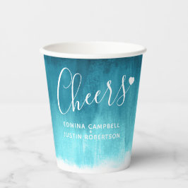 Aquamarine aqua-blaue abstrakte Hochzeitspapierbec Pappbecher